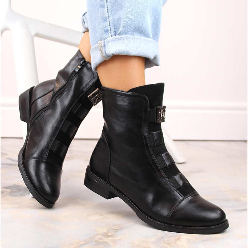 Botins femininos com isolamento preto Jezzi e decoração preto 1