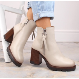 Botins femininos com isolamento e plataforma, bege Vinceza 58103 1