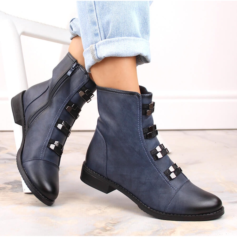 Botins femininos com salto baixo e isolamento, azuis Jezzi azul 1 Botins femininos com salto baixo e isolamento, azuis Jezzi azul 1