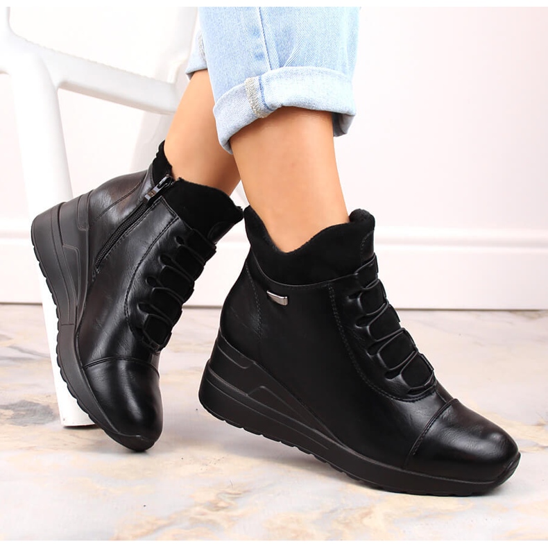 Botas femininas pretas com isolamento Jezzi preto 1