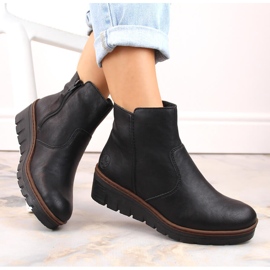 Botas femininas pretas confortáveis ​​e isoladas Rieker X9165-00 preto 1