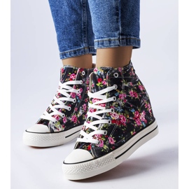 BM Tênis canoa preto com estampa floral, Fouquet. 1