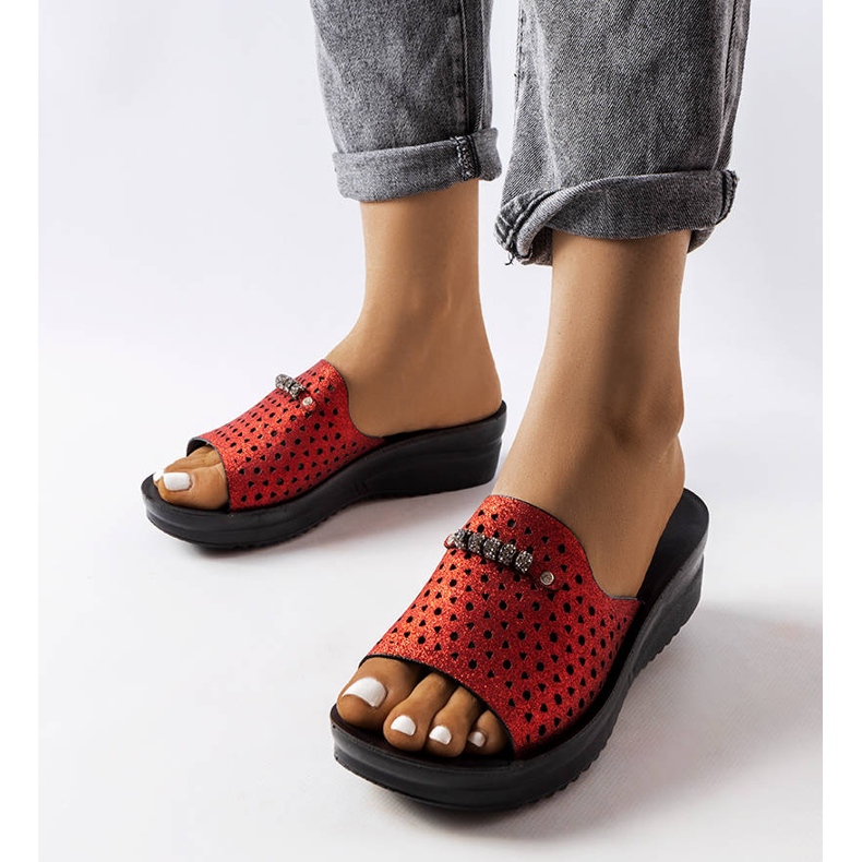 Inna Sandália de cunha vermelha com brilhos, Liisa preto 1