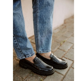 WASAK Sapatos femininos de couro 0706, pretos, com sola grossa 2