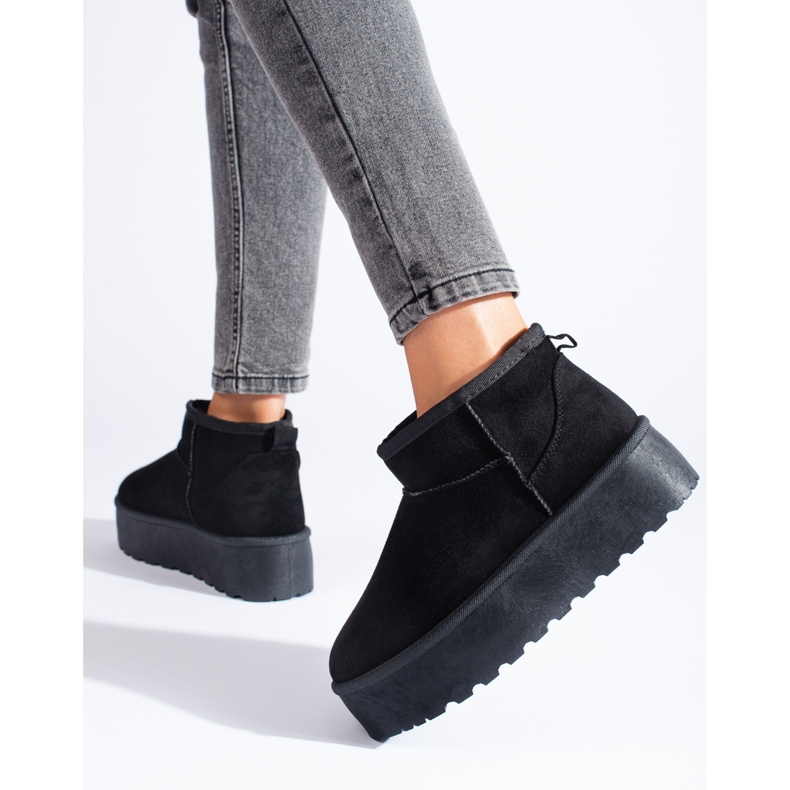 Botas curtas pretas para neve na plataforma Shelovet preto 1