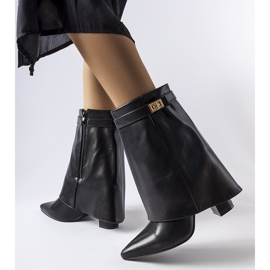 Botas pretas com parte superior enrolada da Aya preto 1