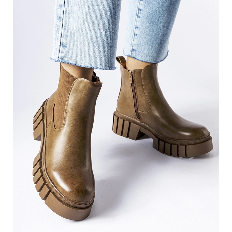 Botas Chelsea com plataforma marrom, Giusy 1