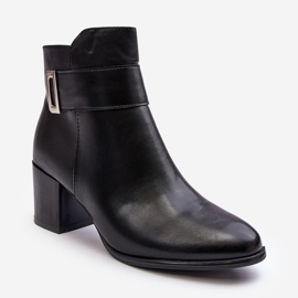 Sergio Leone Botins femininos de couro preto Starines 1