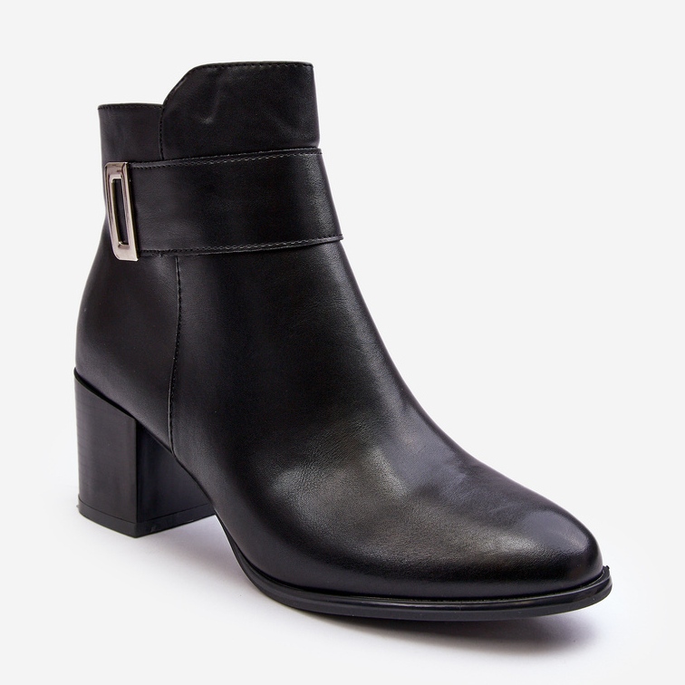 Sergio Leone Botins femininos de couro preto Starines 1
