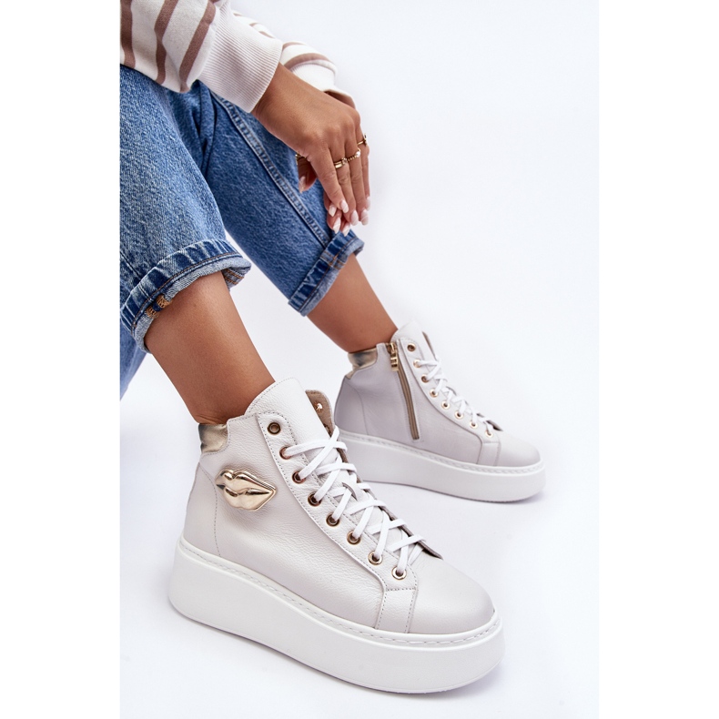 Tênis feminino com zíper alto Lemar Branco Katerin 2