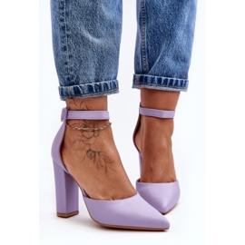 Sapatos de couro com salto alto, Salira roxa tolet 2
