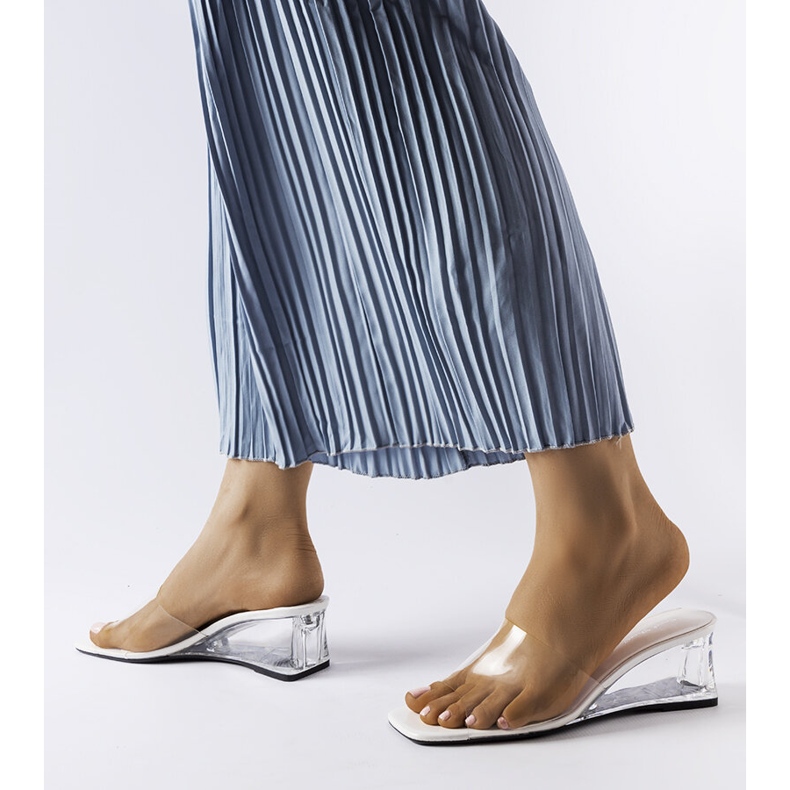 Sliders de cunha transparentes brancos de Wyatt incolor 1