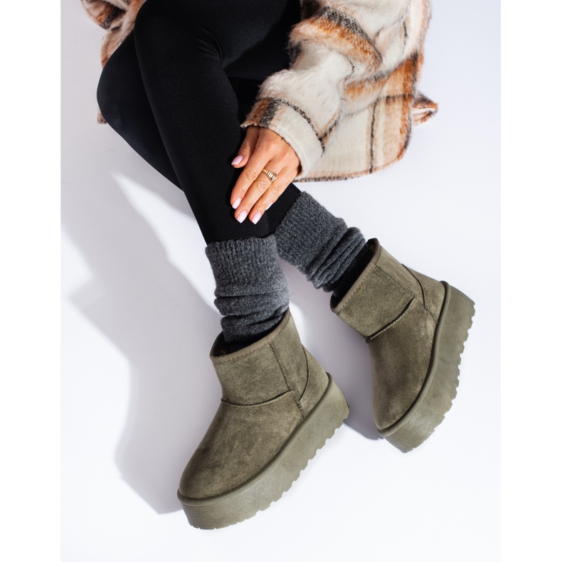 Botas de neve com plataforma femininas verdes Shelovet 1
