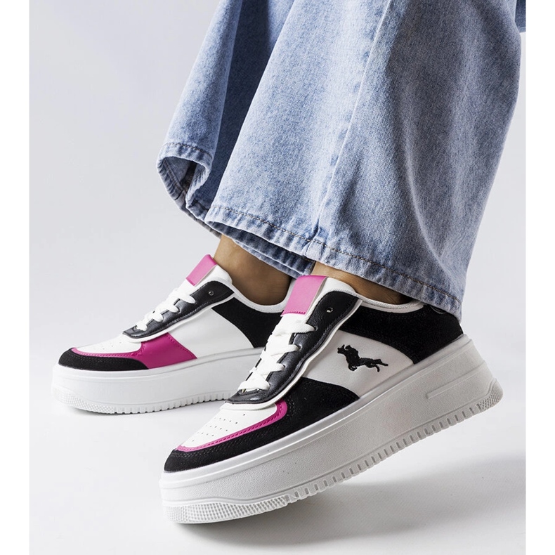 Tênis plataforma preto e rosa Gidle 1