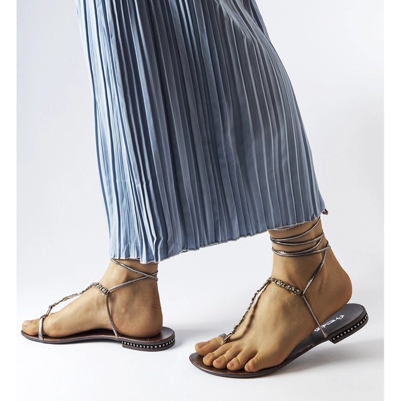 Sandália cinza escuro com strass, Troghi 1