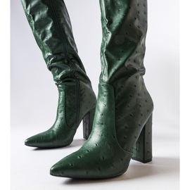 Botas verdes com relevo no poste Delfina 1
