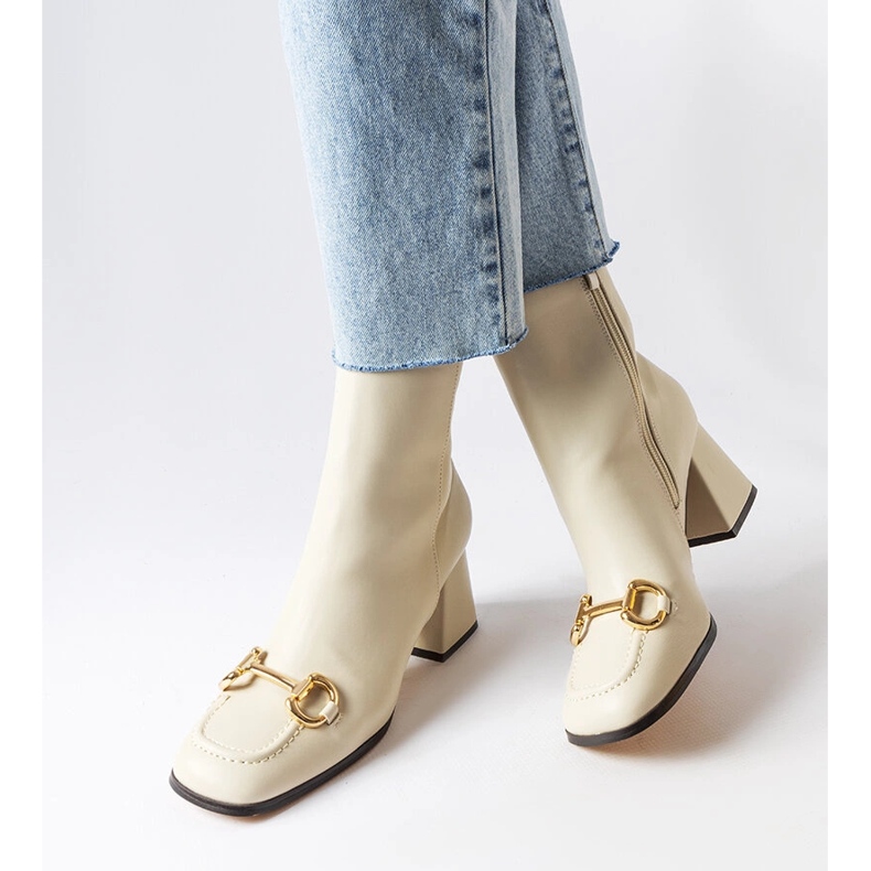 Bota salto bloco bege Castione. 1