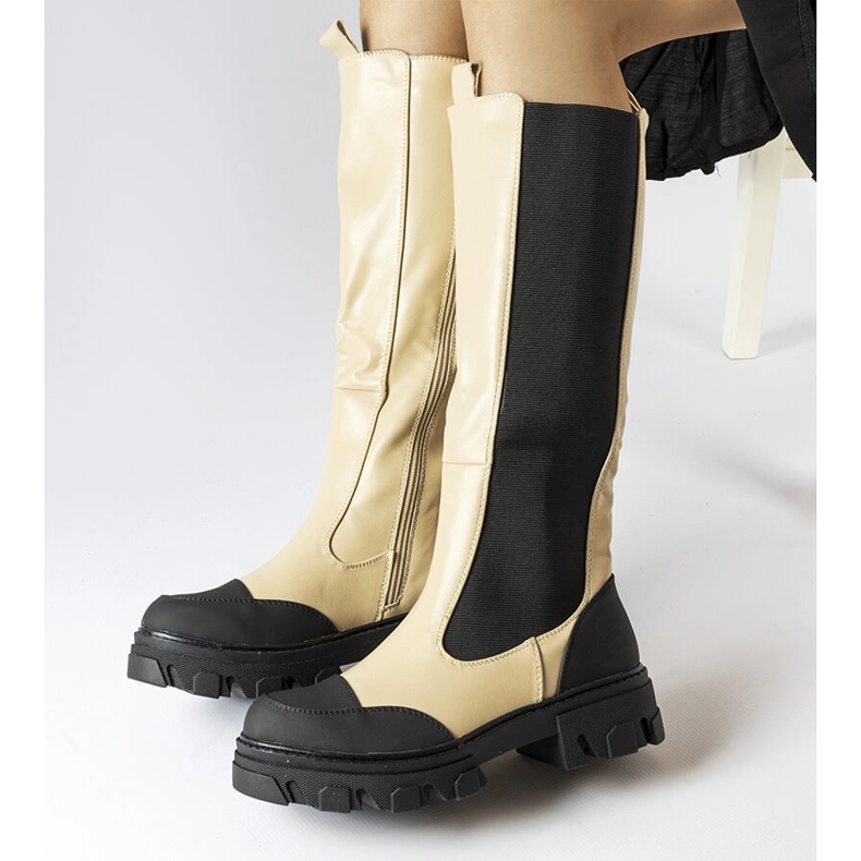 Botas cano alto Pasquale bege 1 Botas cano alto Pasquale bege 1