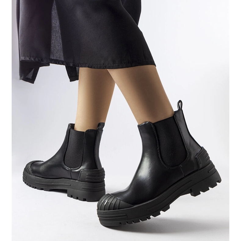 Botas de trabalho pretas com inserções de borracha da Lange preto 1 Botas de trabalho pretas com inserções de borracha da Lange preto 1