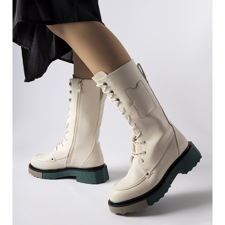 Botas de cano alto bege da Nebida 1