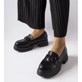 Mocassins pretos com fivela preta da Morubio 1 Mocassins pretos com fivela preta da Morubio 1