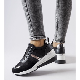 Inna Tênis de cunha preto e prata de Titusville 1