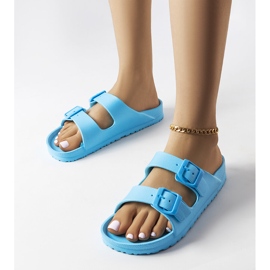 Inna Sliders de borracha azul com fivelas de Eugene 1
