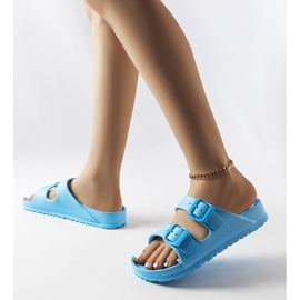 Inna Sliders de borracha azul com fivelas de Eugene 2