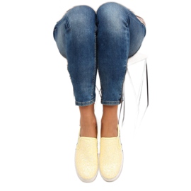 Elegante elegante slipony 788-26 Amarelo 2