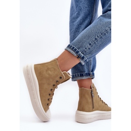 Tênis feminino com zíper isolado Camel Big Star MM274026 bege 1