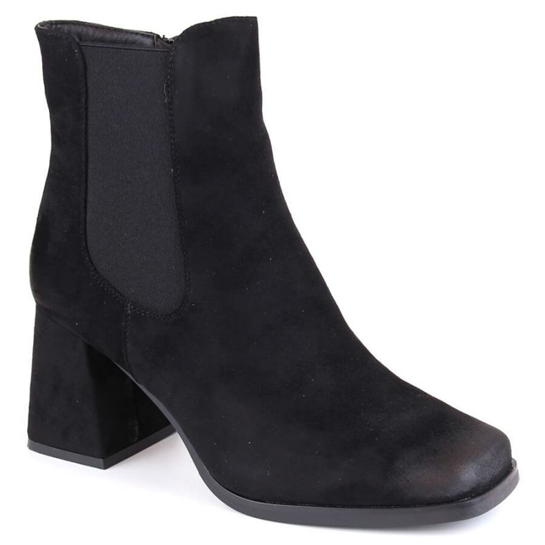 Botins de camurça com salto decorativo Potocki W WOL193A, preto 1
