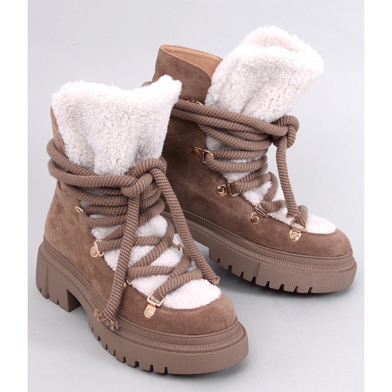 Botas de neve de pele de carneiro Shea Khaki marrom 1