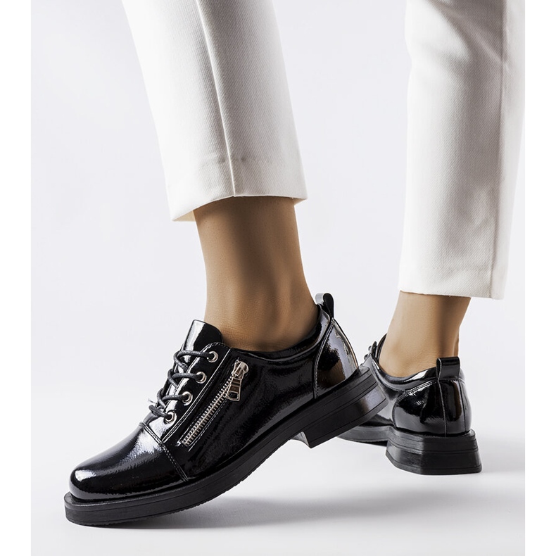 Inna Sapatos lacados pretos de mulher Diamante 1