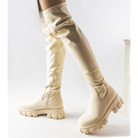 Bota over the knee bege em couro ecológico Matthijs 2