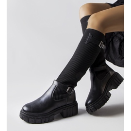 Bota preta com cabedal elástico Courcelle preto 1