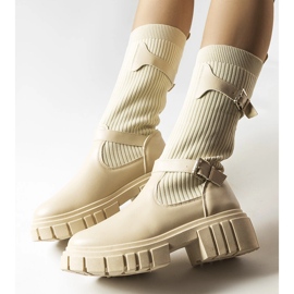 Botas elegantes bege com parte superior elástica da Ida 1