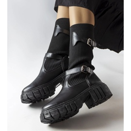 Botas elegantes pretas com parte superior elástica da Ida preto 1