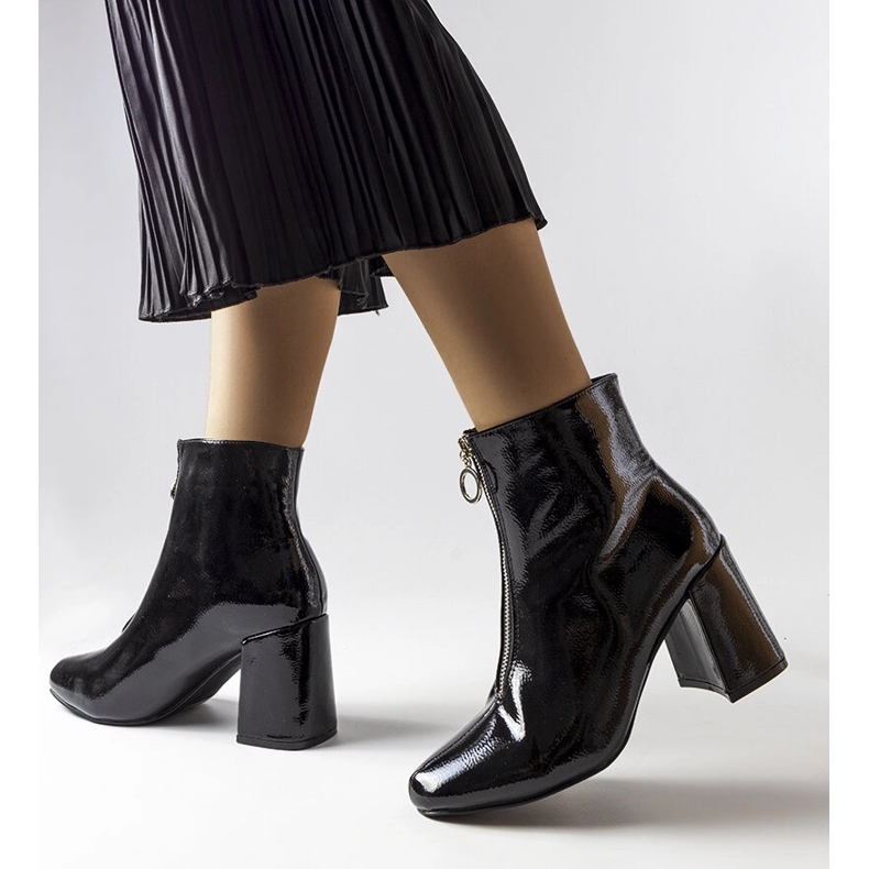 Botas pretas envernizadas com zíper Soutter prateado preto 1 Botas pretas envernizadas com zíper Soutter prateado preto 1