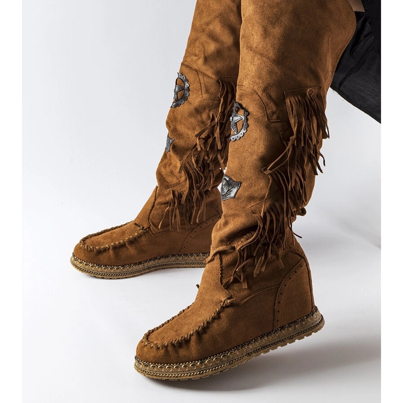 Inna Botas de cunha castanhas, Cascia marrom 1