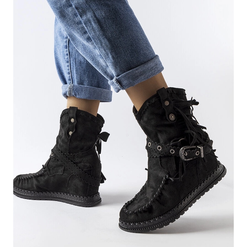 Inna Botas de cunha pretas, Teodata preto 1