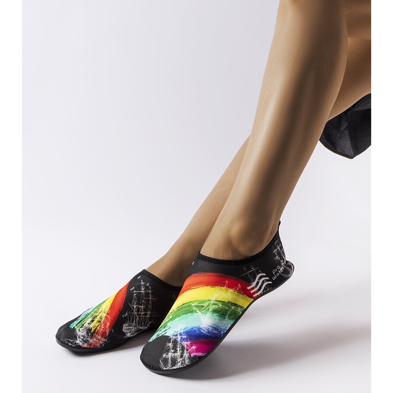 ProWater Sapatos aquáticos Krejz pretos com estampa colorida 1