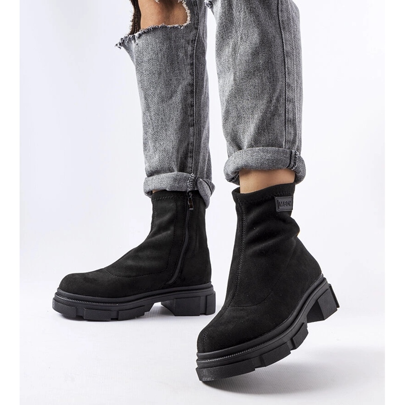 Botas de camurça isoladas pretas, Inge preto 1