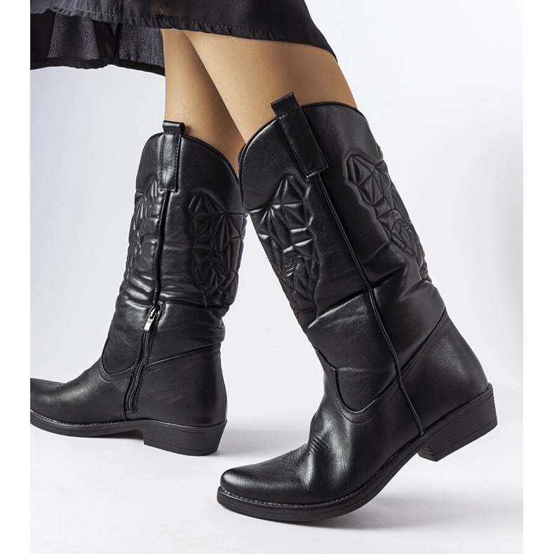 Botas de cowboy rasas pretas da Simonetta preto 1