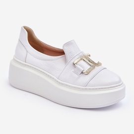 Lewski Shoes Sapatos femininos de couro com plataforma, branco Lewski 3398/2 1