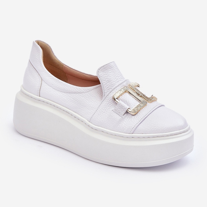 Lewski Shoes Sapatos femininos de couro com plataforma, branco Lewski 3398/2 1