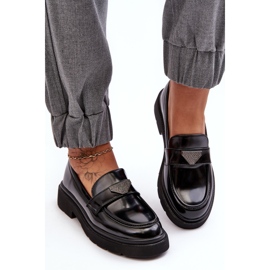 Mocassins femininos de salto plano preto Venla 2