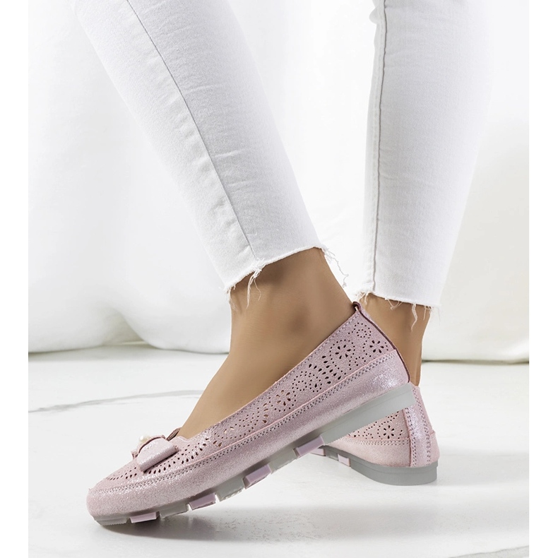 Mocassim de couro rosa Catania 1