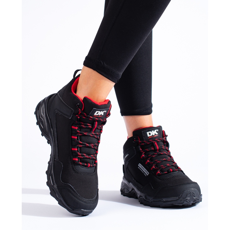 Tênis de trekking feminino alto DK preto e vermelho 2