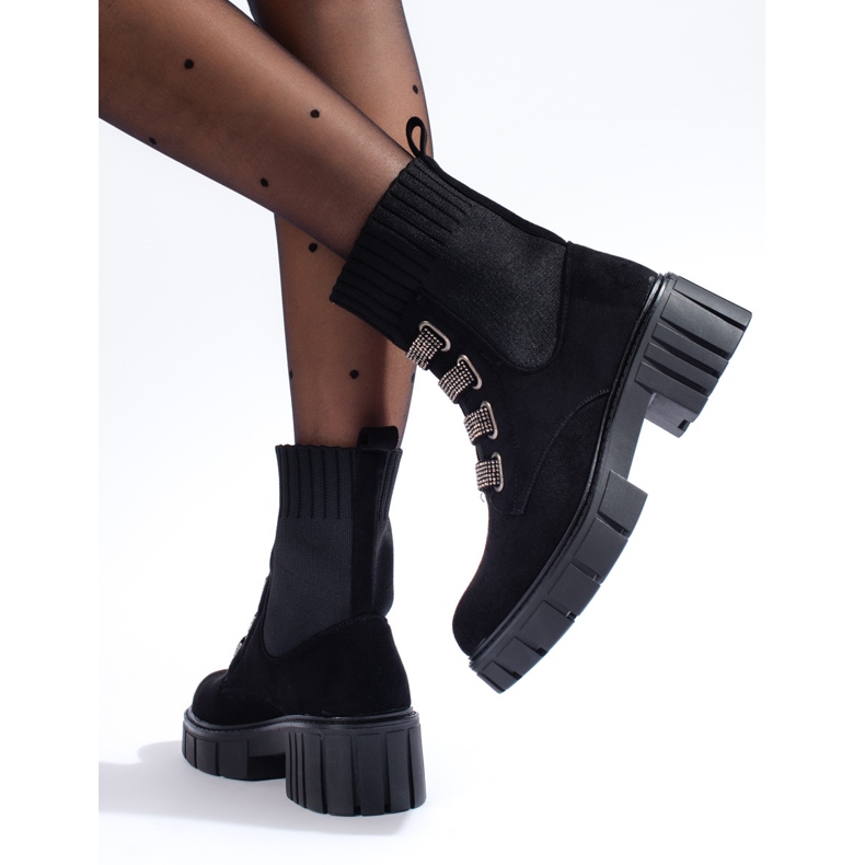 Botas femininas de camurça Shelovet preto 1