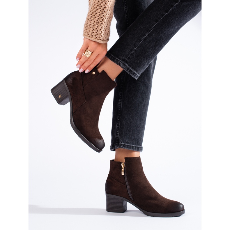 W. Potocki Botas femininas marrons clássicas no posto Potocki marrom 1